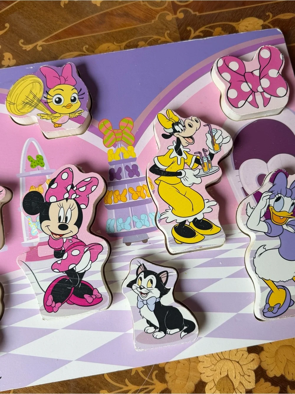 Wooden Melissa & Doug Minnie Mouse Puzzle Bowtique Clarabelle Cuckoo Loca